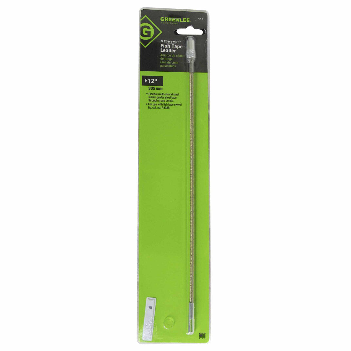 Greenlee 439-1 12" (305 mm) Flexible Fish Tape Leader - 4