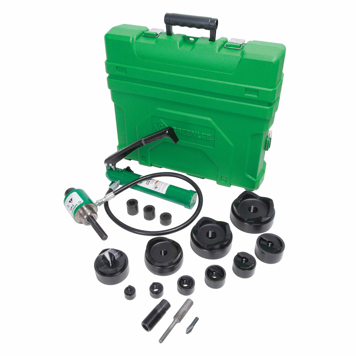 Greenlee 7310SB 1/2" through 4" Slug-Buster Ram Knockout and Hand Pump Hydraulic Driver Punch Kit - 6