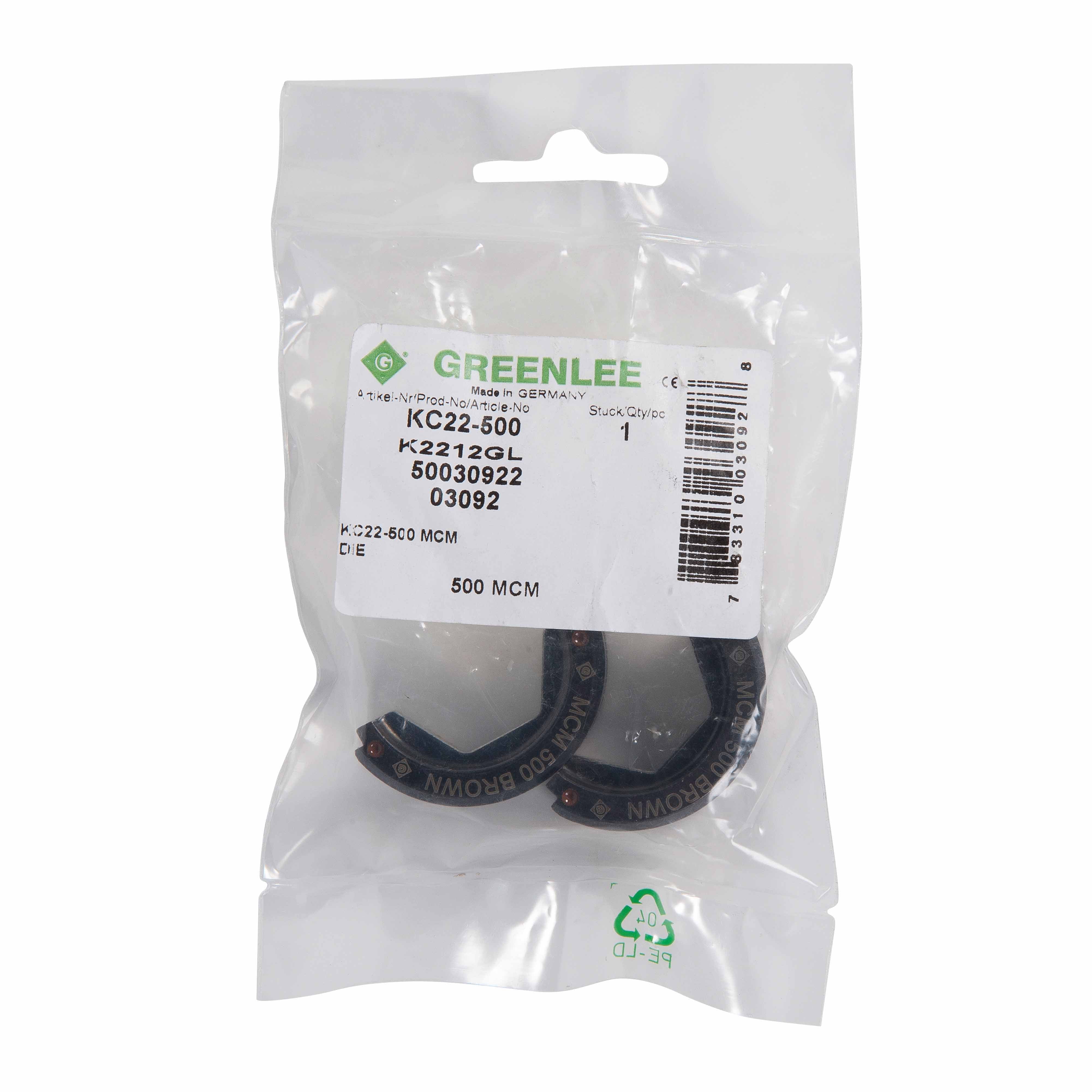 Greenlee KC22-500 6-Ton Crimping Die for 500 kcmil (MCM) Cable - 2