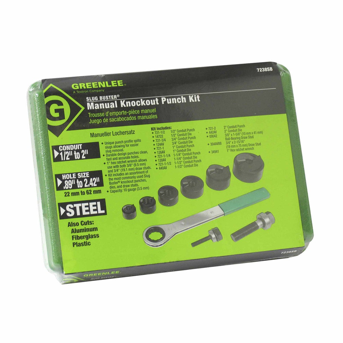 Greenlee 7238SB Slug-Buster Knockout Kit with Ratchet Wrench 1/2